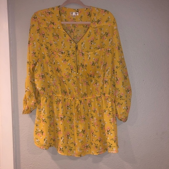Orange Kiss Long Sleeve Floral Blouse size 2X - Picture 4 of 8